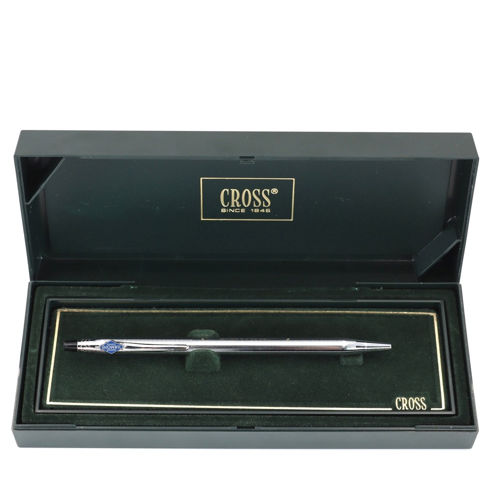 Cross Classic Century Chrome Ballpoint Pen Silver Tone Logo W/ Green Box